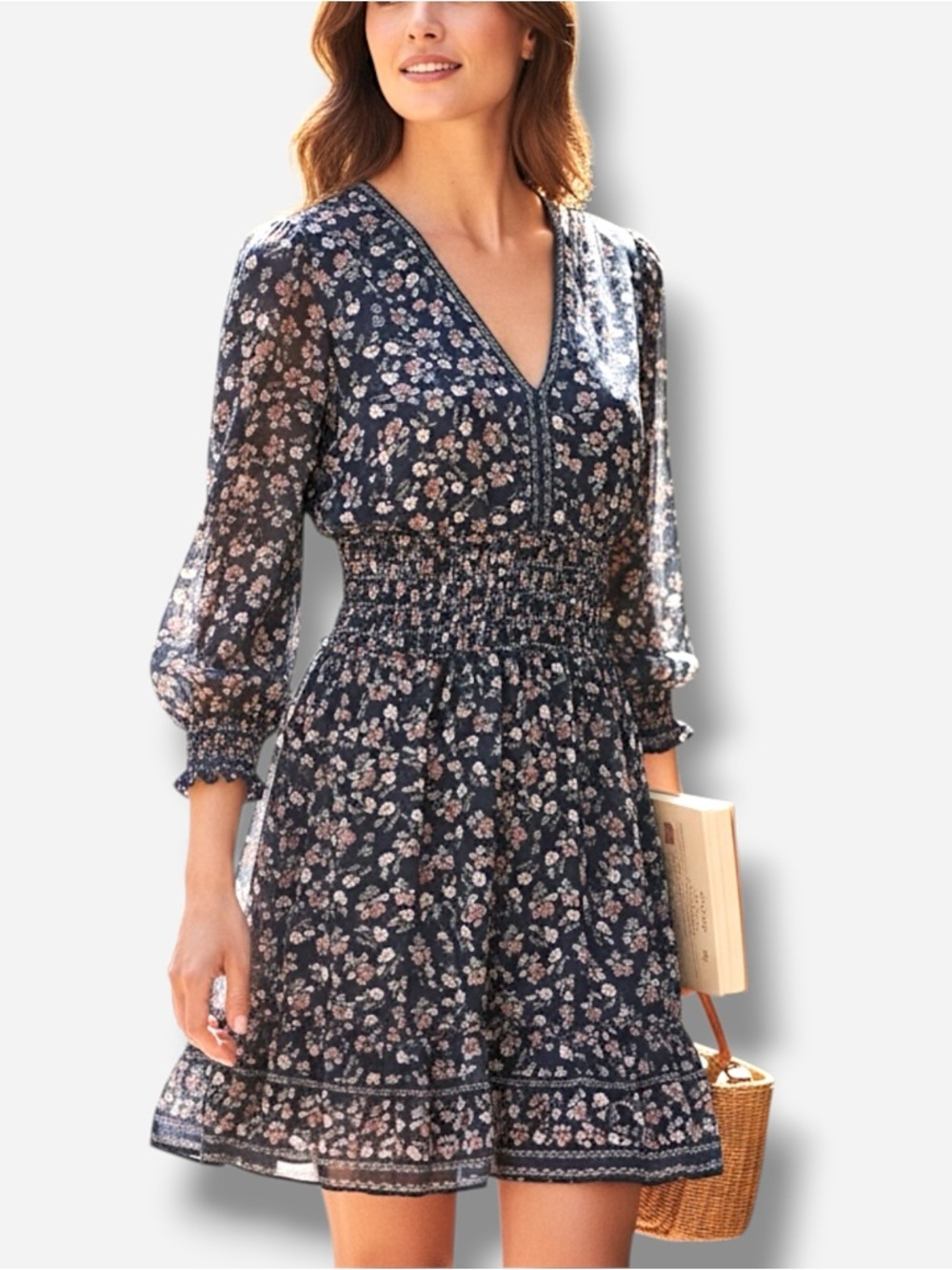 🌸New🌸 Max Studio Floral V-neck Smocked Dress XS